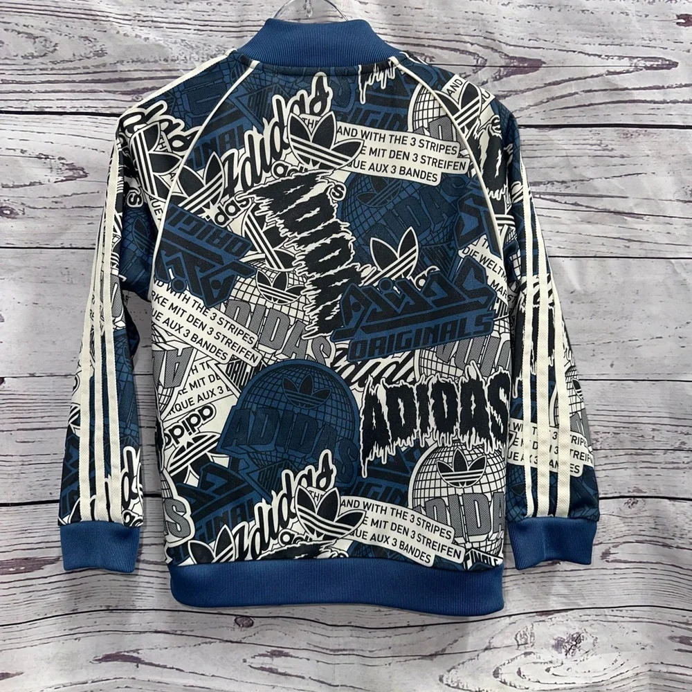 Adidas Kids Blue Graphic Jacket Size 5-6 Years